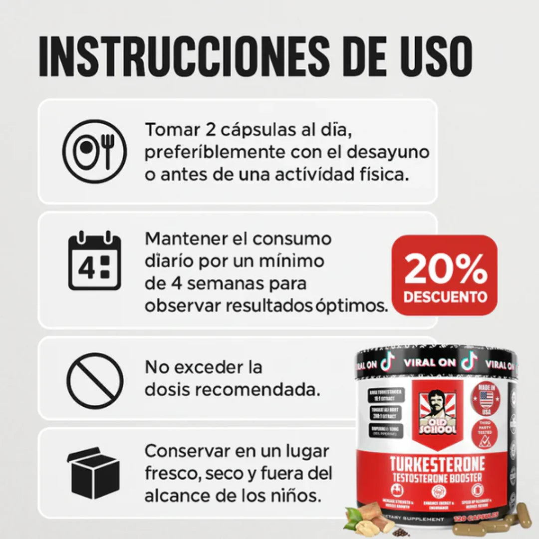 TURKESTERONE x 120 CAPS – Potencia, energía y rendimiento muscular natural